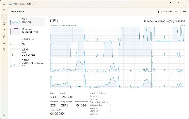 Left: old 1ms precision; Right: current 0.5ms precision. The result comes from your writer’s laptop which runs a Single Language Windows installation, so don’t mind the Spanish. Note that there is a difference in CPU use between the two results